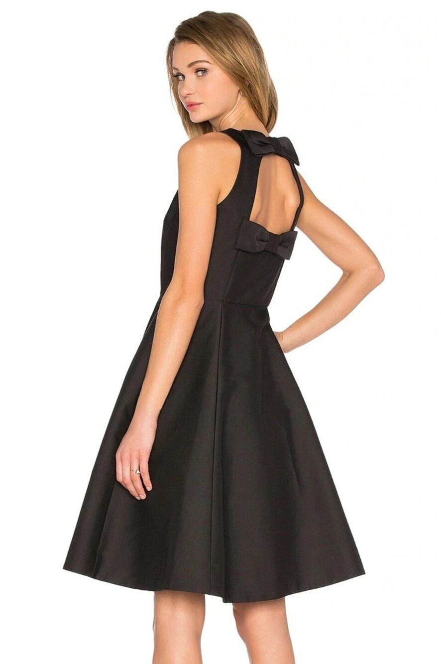 Kate Spade Double Bow Back Midi Dress, Black, Size 4, Pockets, $448